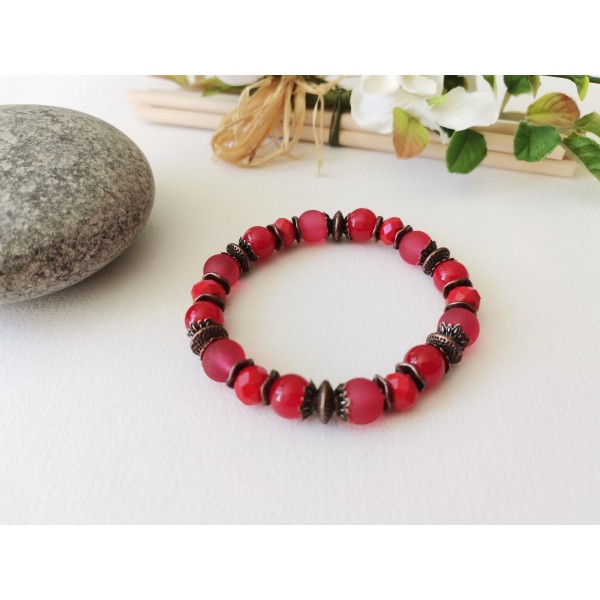 Kit bracelet fil élastique perles rouges - Photo n°2