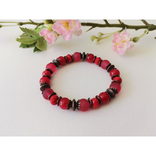 Kit bracelet fil élastique perles rouges - Photo n°1