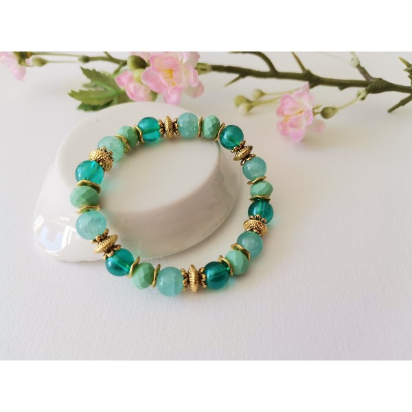 Kit bracelet fil élastique perles ton vert - Photo n°2
