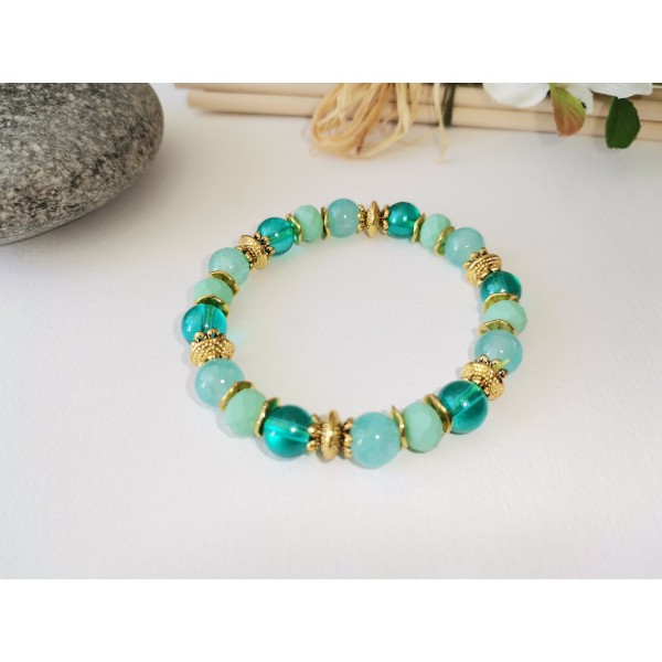 Kit bracelet fil élastique perles ton vert - Photo n°3