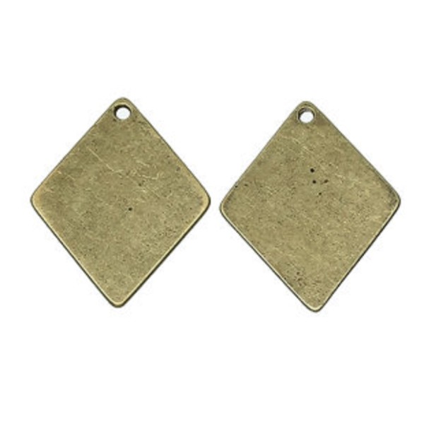 Pendentif métal bronze losange 29 x 24 mm x 2 - Photo n°1