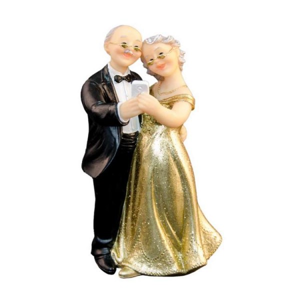 Figurine couple mariés noces d'or Selfie - Photo n°1