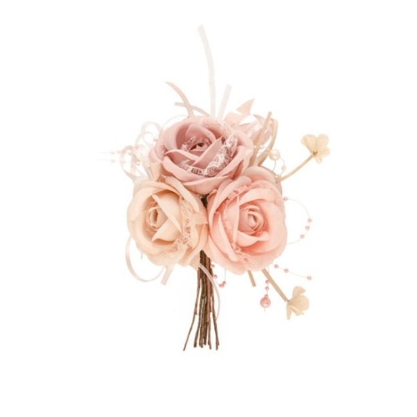 Bouquet de roses artificielles et perles 17 cm x 8 cm - Photo n°1