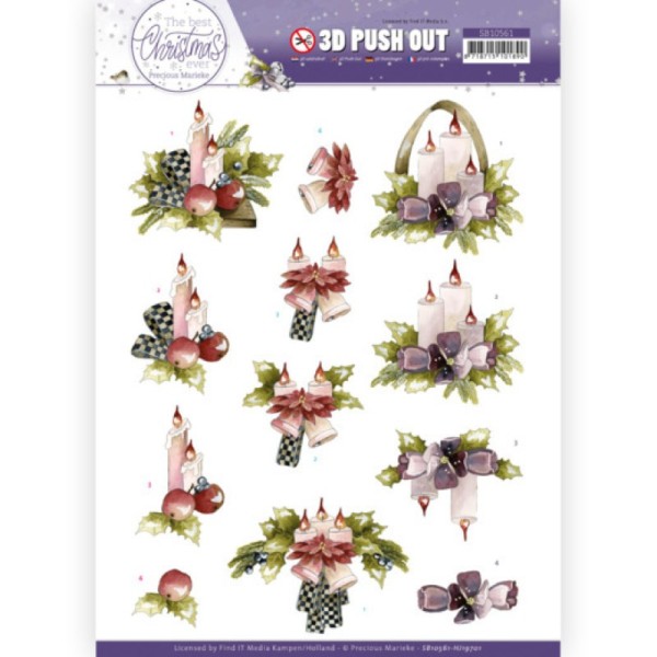 Carte 3D prédéc. - SB10561 - The Best Christmas Ever - Bougies et fleurs - Photo n°1