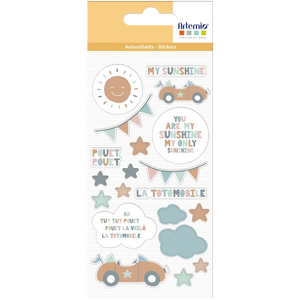 Stickers Puffy Mes jolies comptines - Voiture - 20 pcs - Photo n°1