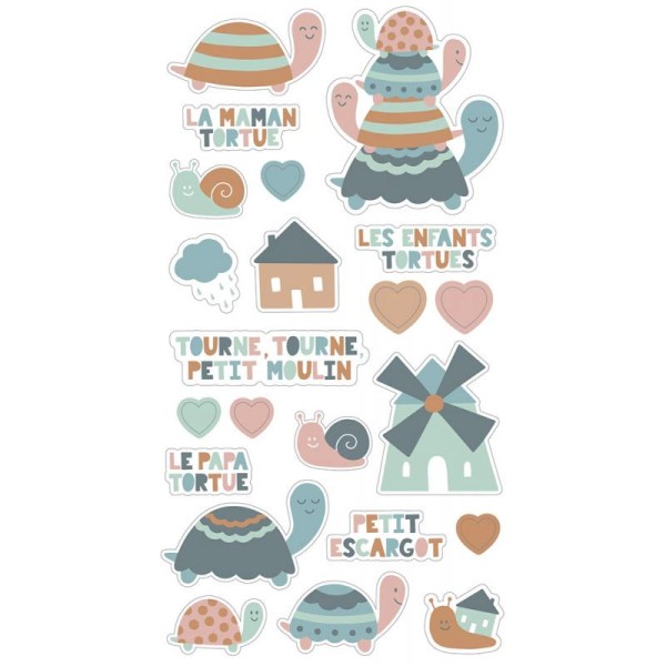 Stickers Puffy Mes jolies comptines - Tortues - 22 pcs - Photo n°2
