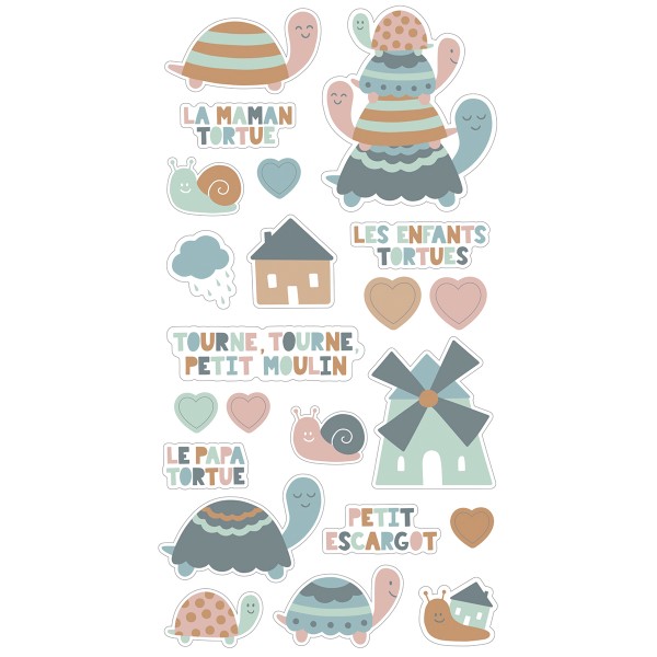 Stickers Puffy Mes jolies comptines - Tortues - 22 pcs - Photo n°3