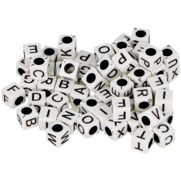 Perles alphabet - Carré - Noir et Blanc - 6 mm - 300 pcs - Photo n°2