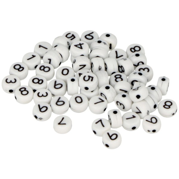 Perles chiffres acrylique - Rond - Noir et Blanc - 6 mm - 300 pcs - Photo n°2