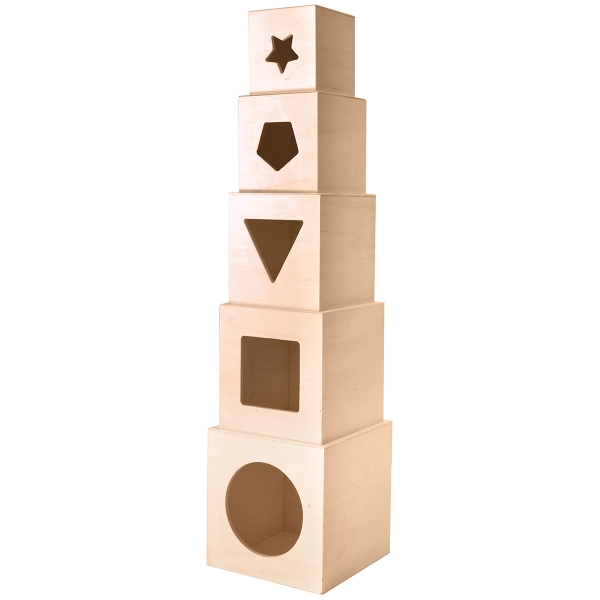 Cubes gigognes en bois - 12 à 6,5 cm - 5 pcs - Photo n°1