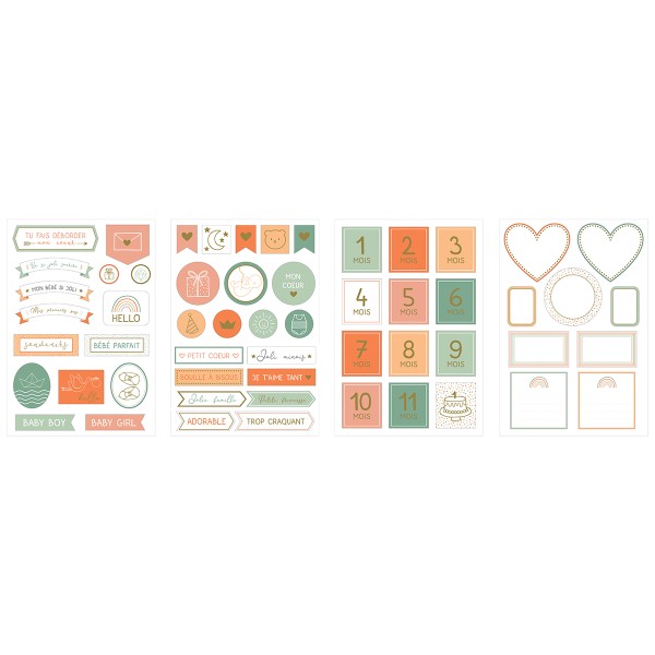 Kit Album de naissance accordéon + stickers - 20 x 14 cm - 8 pages - Photo n°3