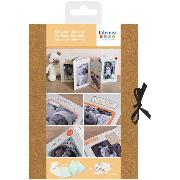 Kit Album de naissance accordéon + stickers - 20 x 14 cm - 8 pages - Photo n°1