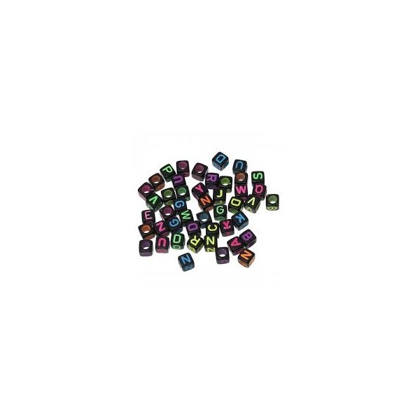 PS1148352 PAX 200 pendentifs Perles intercalaire passants Cube Alphabet Acryliques 6mm - Photo n°1