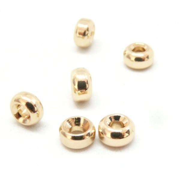 PS1161798 PAX 10 perles intercalaires Rondelles 5 par 3 mm Cuivre Plaqué Or 14KT - Photo n°1