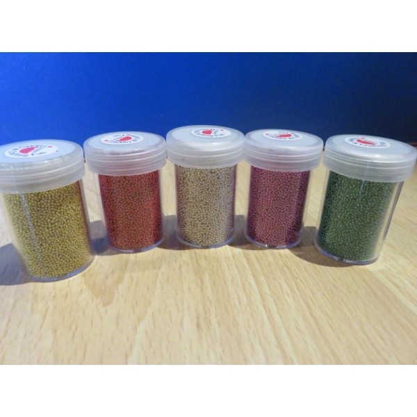 Lot de 5 Tubes 22 gr micro billes 0.8-1 mm doré, rouge, argenté, rose et vert - Photo n°1