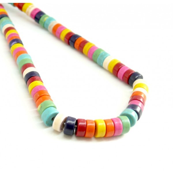 HG11084 1 fil d'environ 110 Perles Rondelles Howlite 8 par 4 mm Multicolores coloris 12 - Photo n°1