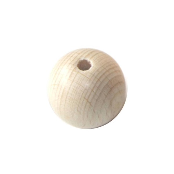 Lot de 50  perles  rondes en bois 6 mm beige clair naturel - Photo n°1