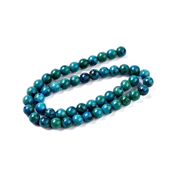 HL529B01 lot 1 fil de 90 Perles - rondes 4 mm- Chrysocolla teintée - pour création de bijoux - Photo n°1