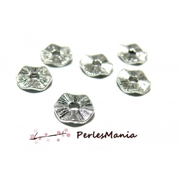 PS1181688 PAX 25 perles intercalaire STRIES 10 mm metal coloris Argent Antique - Photo n°1