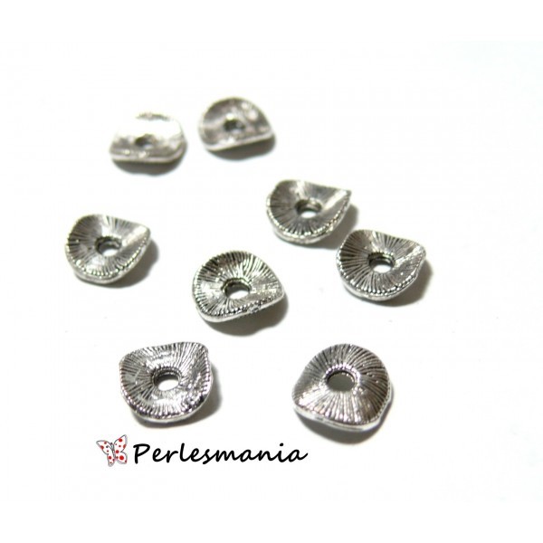 P3600VA PAX 40 mini coupelles, calottes, caps striées, perles intercalaires 8 mm métal coloris Arge - Photo n°1