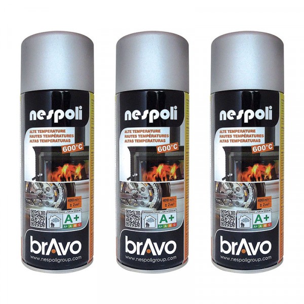 Lot de 3 bombes de peinture professionnelle Nespoli - haute température aluminium - Photo n°1