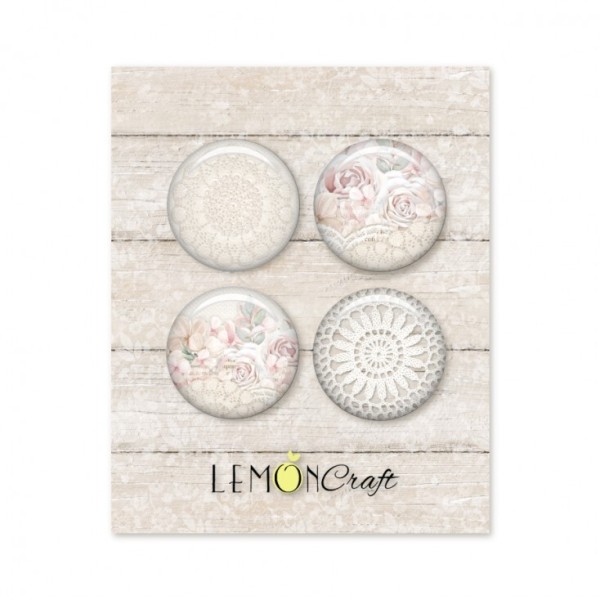 4 badges métal décoration scrapbooking 2,5 cm LemonCraft LINEN STORY - Photo n°1