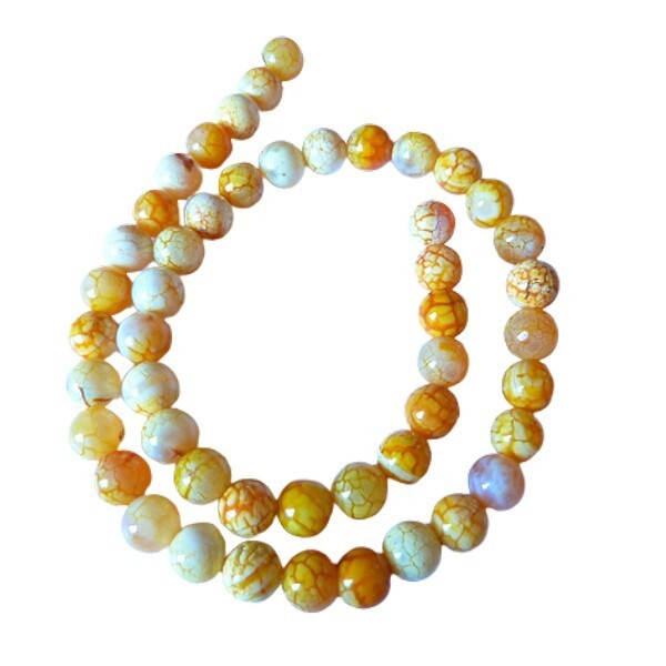 48 perles ronde en pierre naturelle AGATE patinée 8 mm DORE BLANC - Photo n°1