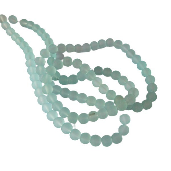 100 perles ronde en en verre givré fabrication bijoux 8 mm BLEU - Photo n°1