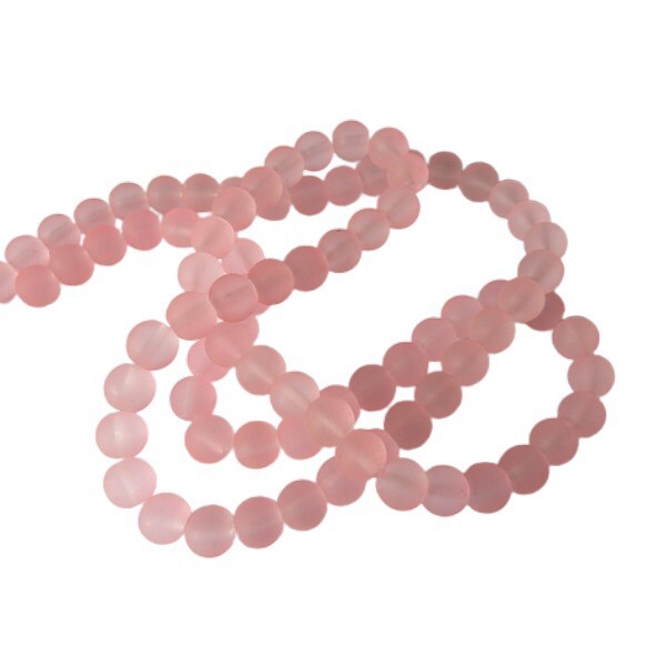 100 perles ronde en en verre givré fabrication bijoux 8 mm ROSE - Photo n°1