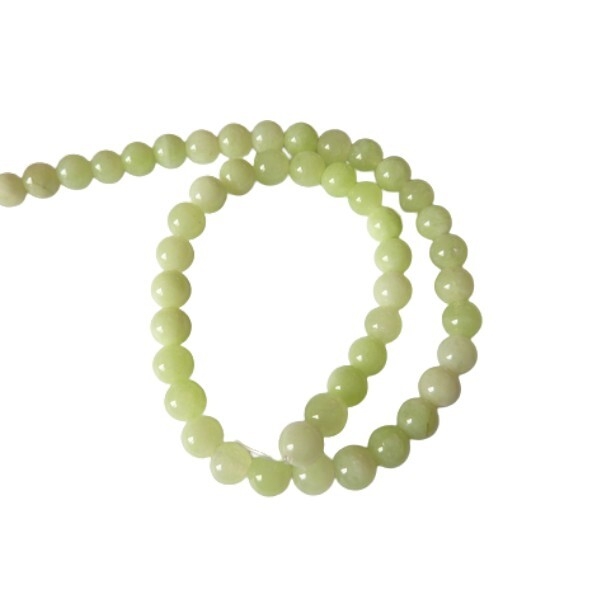 Fil de 46 perles ronde naturelle jade teintée fabrication bijoux 8 mm VERT D EAU - Photo n°1
