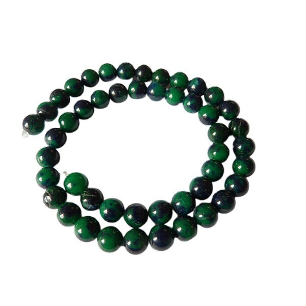 Fil de 46 perles ronde naturelle jade teintée fabrication bijoux 8 mm VERT FONCE - Photo n°1