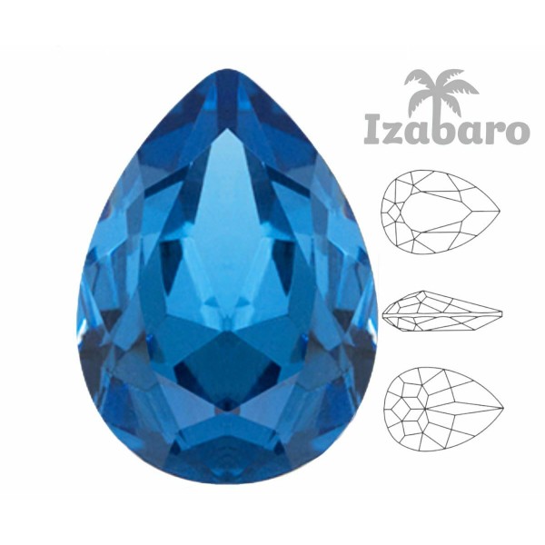 4 pièces Izabaro Cristal Capri Bleu 243 Poire Larme Fantaisie Pierre Cristaux De Verre 4320 Izabaro - Photo n°2