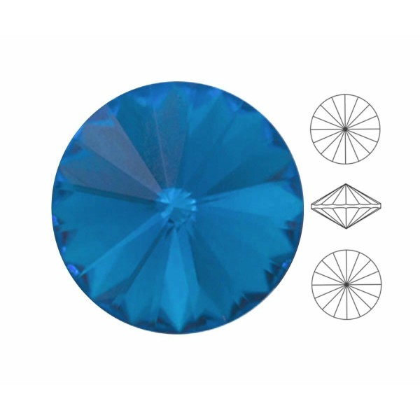 6 pièces Izabaro Cristal Capri Bleu 243,Cristaux de Verre Rivoli Ronds, 1122 Izabaro Pierre Chatons - Photo n°1