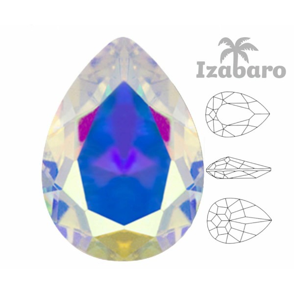 4 pièces Izabaro Cristal Cristal Ab 001ab Poire Larme Fantaisie Pierre Cristaux De Verre 4320 Izabar - Photo n°2