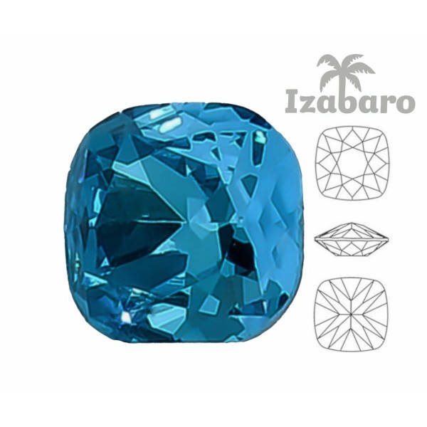 4 pièces Izabaro Cristal Capri Bleu 243 Coussin Carré Fantaisie Pierre Cristaux De Verre 4470 Izabar - Photo n°2