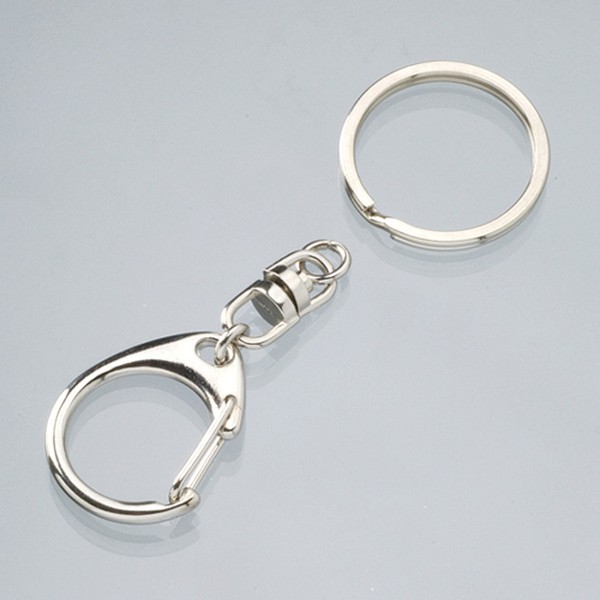 Lot de 4 Porte-clefs anti-vrilles, avec anneau, 25 mm x 85 mm, couleur argent - Photo n°1