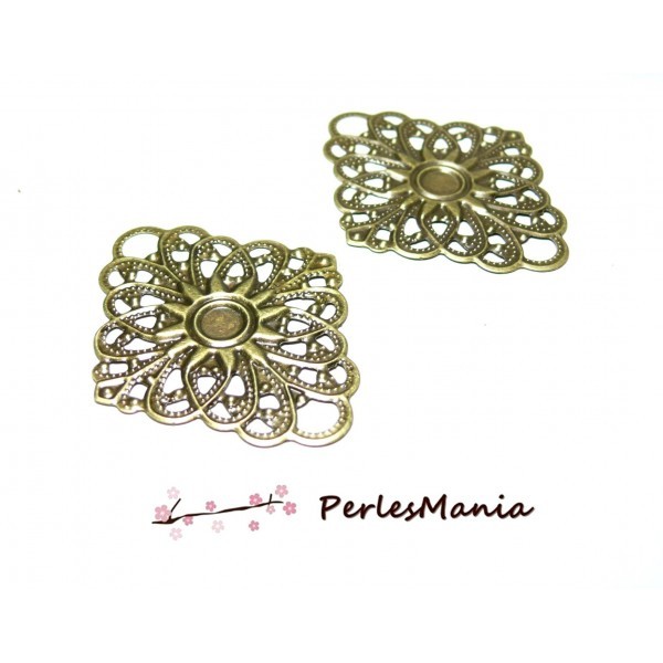 PS1145418 PAX 10 pendentifs filigrane Losange métal couleur Bronze - Photo n°1