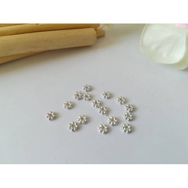 Perles métal intercalaires fleur 4 mm argenté x 50 - Photo n°2