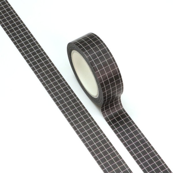 Masking tape grille noir et blanc 15mm x 10m - Photo n°2