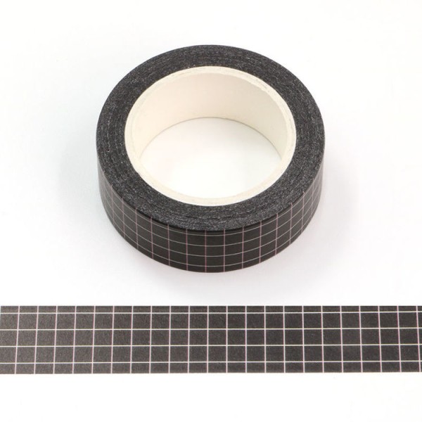 Masking tape grille noir et blanc 15mm x 10m - Photo n°1