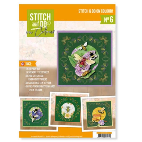 Stitch and Do on Colour 006 - Kit Carte 3D à broder de couleur Les abeilles - Photo n°1
