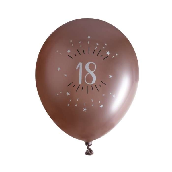 Ballon anniversaire 18 ans rose gold métallisé x 8 - Photo n°1