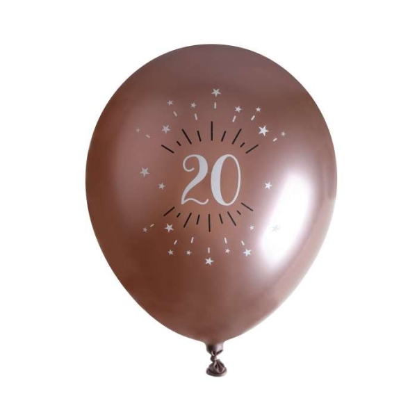Ballon Anniversaire 20 ans rose gold métallisé x 8 - Photo n°1