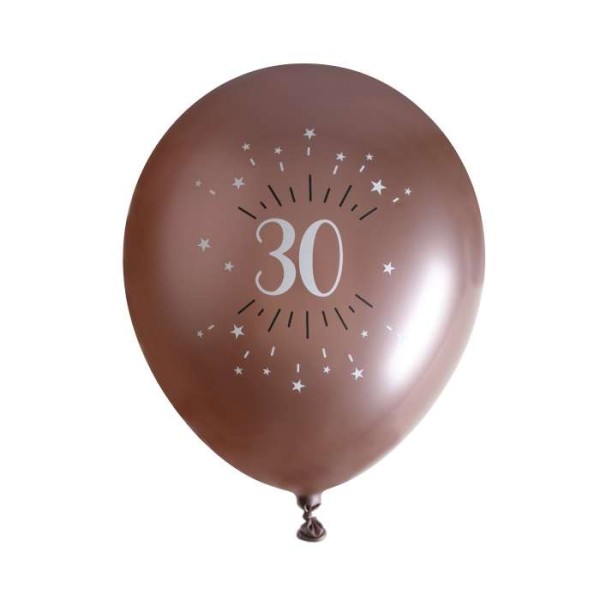 Ballon Anniversaire 30 ans rose gold métallisé x 8 - Photo n°1