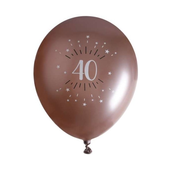 Ballon Anniversaire 40 ans rose gold métallisé x 8 - Photo n°1