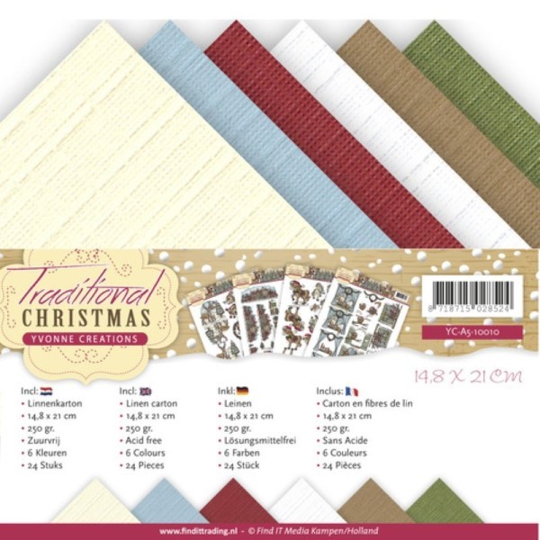 Set 24 cartes Yvonne creations - Traditional christmas A5 14.8 x 21 cm - Photo n°1