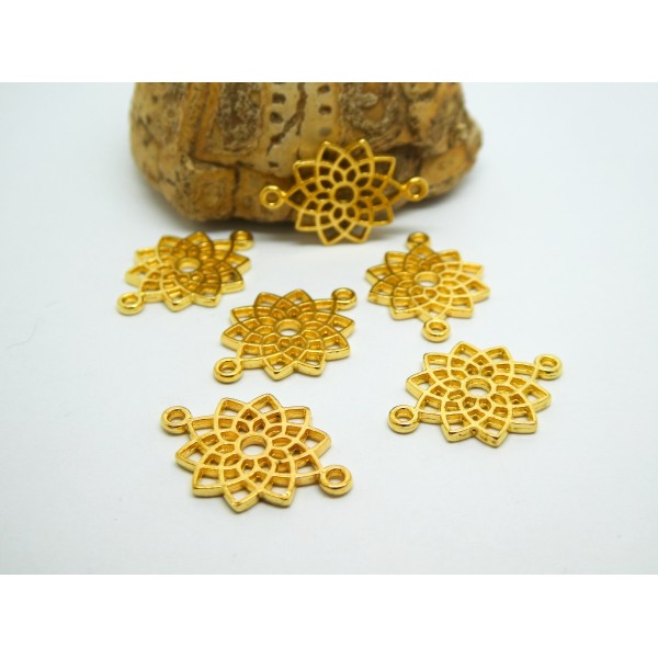12 Connecteurs fleur de lotus 20*14mm, alliage de zinc doré - Photo n°1