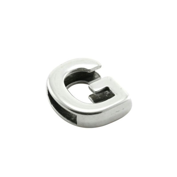 Passant G métal 15x10x2.4mm lettre pour mot, prénom cuir lacet cordon alphabet - Photo n°1