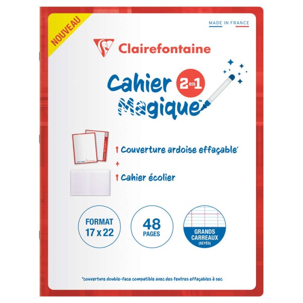 Cahier Magique ardoise 17 x 22 cm 48 p. - Séyès - Clairefontaine - Photo n°1