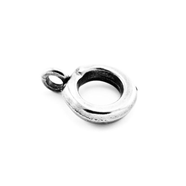 Passant Porte-breloque métal argenté 20x28mm rond cordon bracelet cuir collier etc - Photo n°1